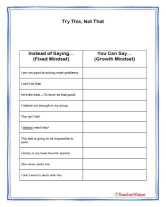 Try This, Not That Growth Mindset Activity