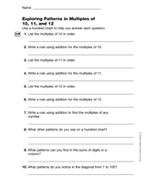 Exploring Patterns in Multiples of 10, 11, and 12 (Gr. 4)