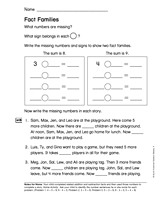 Fact Families: Missing Numbers in the Story