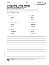 Comparing Living Things: Vocabulary