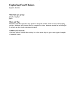 Explore Activity: Exploring Food Choices