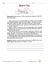 Ryan's Trip: Main Idea Reading Activity
