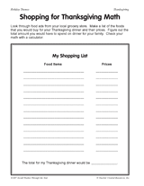 Shopping for Thanksgiving Math