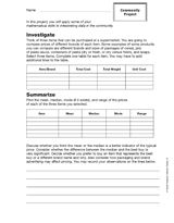 Sixth Grade Community Project: Grocery Shopping