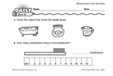 Math Warm-Up 124 for Gr. 1 & 2: Measurement & Geometry