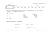 Math Warm-Up 141 for Gr. 1 & 2: Measurement & Geometry