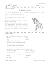 Great-Horned Owls Reading Warm-Up