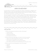 Money or Hard Work? Reading Warm-Up