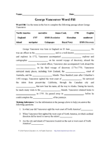 George Vancouver Word-Fill