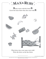Max & Ruby Letter 'B' Activity Sheet