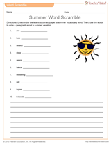 Summer Word Scramble